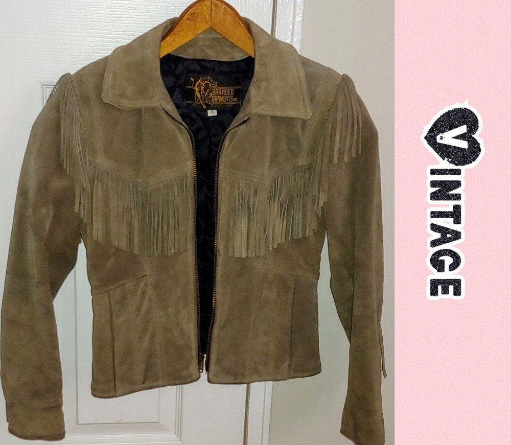 🍁Vintage 1960s🍁Suede Fringe Biker Jacket